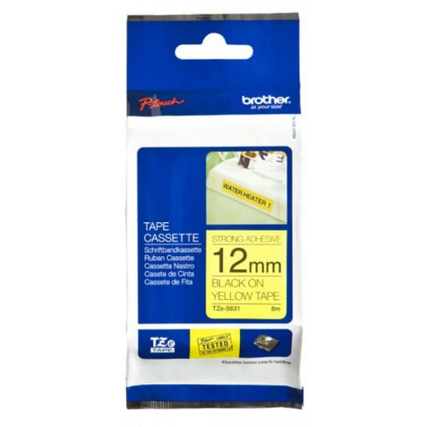 Brother Fitas Adesivas Amarelo/Preto (super-adesiva) TZES631
