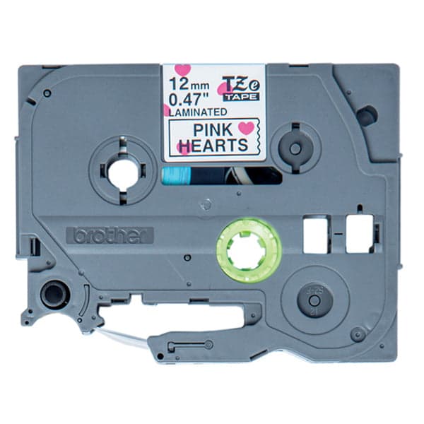 Brother Fita Laminada Mate TZeMPPH31 12mm Preto/Corações Rosa
