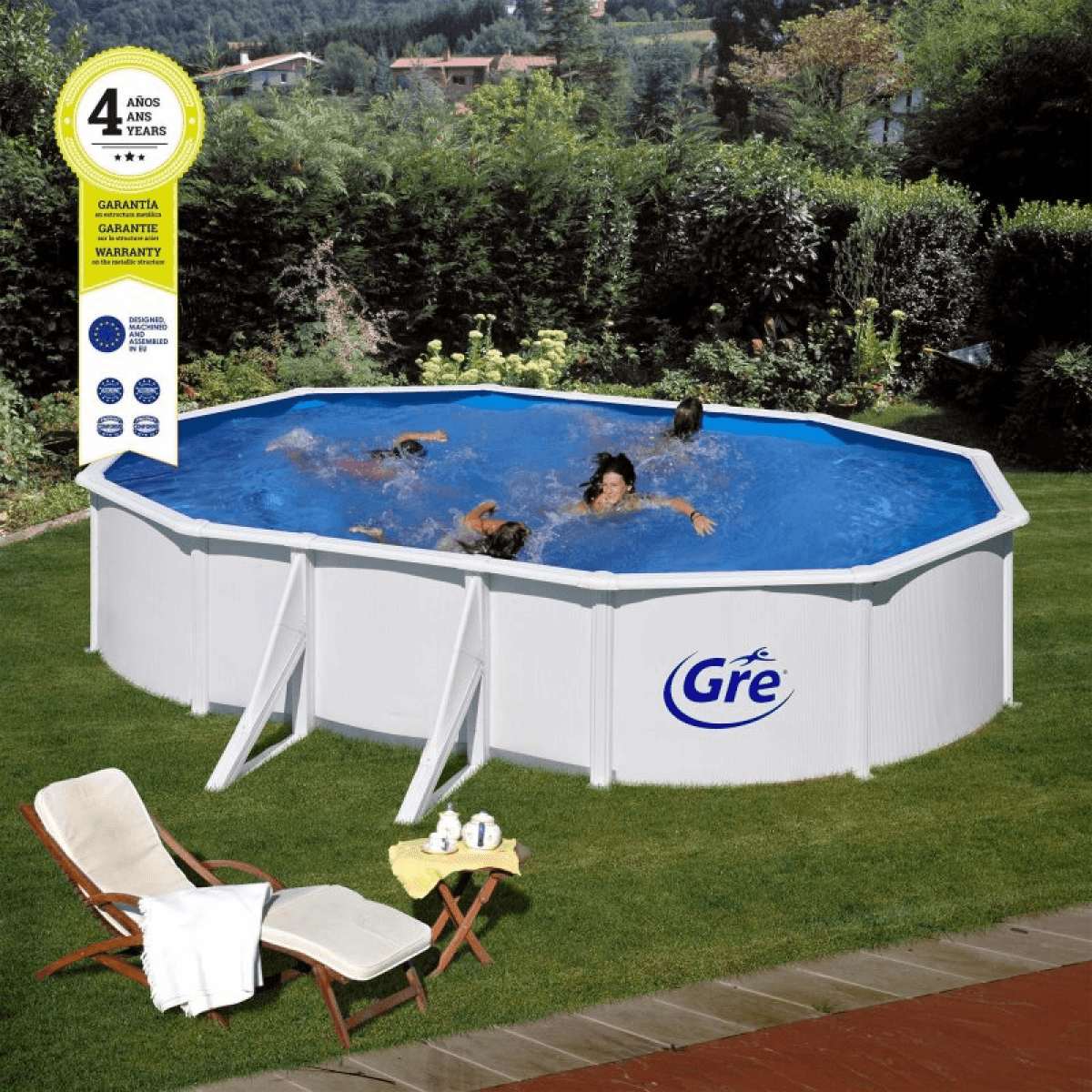 Gre Piscina em Aço Oval 610x375x120cm - 19799472