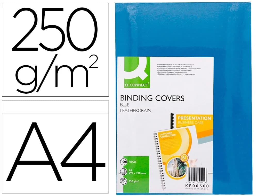 Q-Connect 100 un. Capas de Encadernação Cartão 250g/m² Imitação Pele
