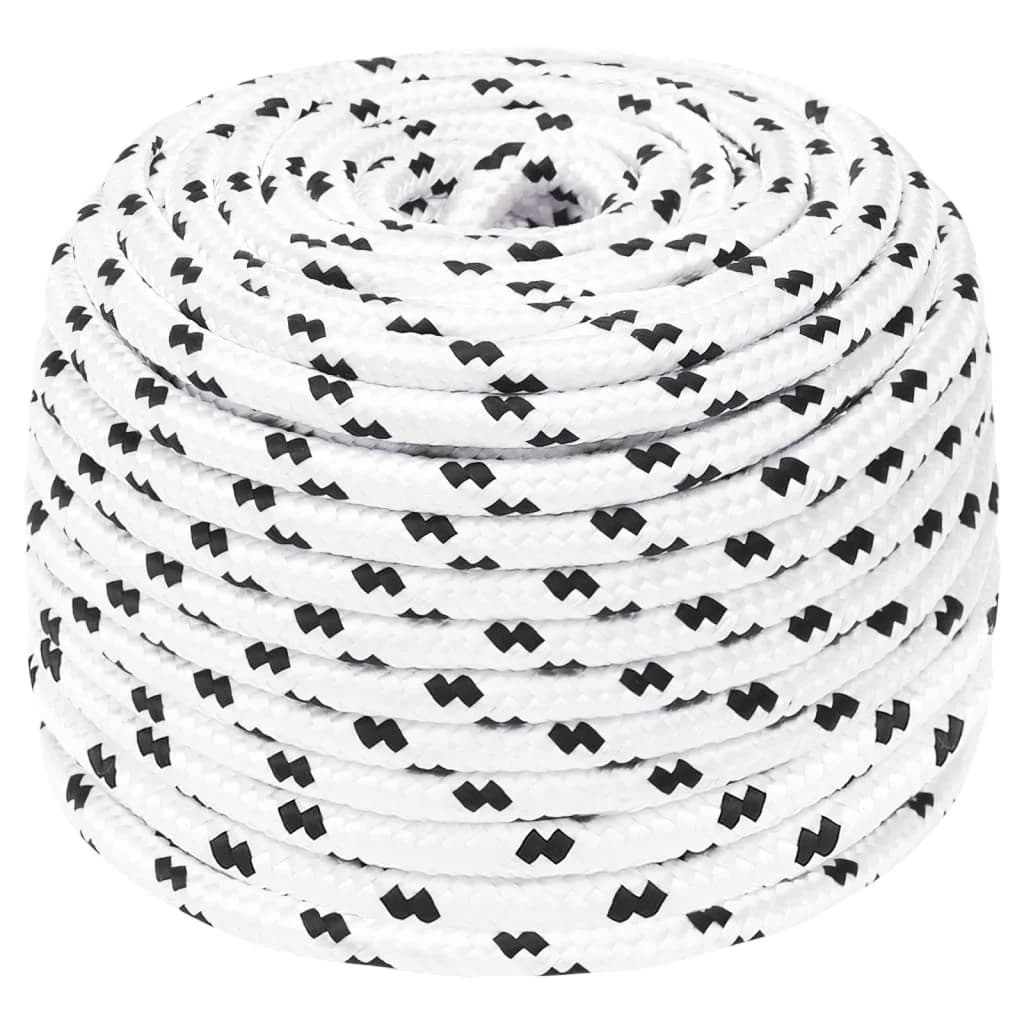 vidaXL Corda entrançada para barco 6 mm 25 m poliéster branco