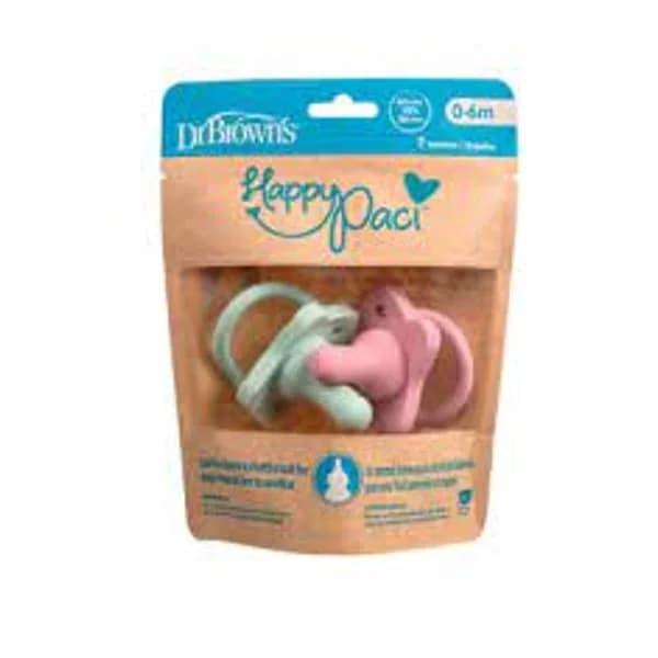Dr Brown's HappyPaci 2 Chupetas Silicone 0-6m Rosa/Verde