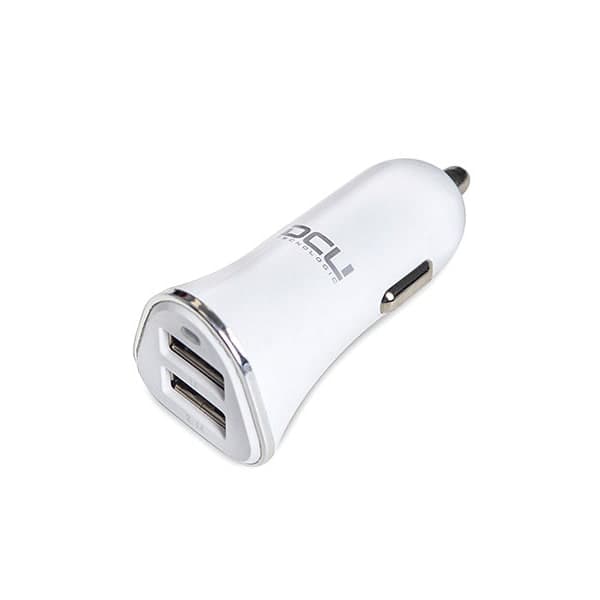 Alimentador Isqueiro DC5V 4,2A 2xUSB Aluminio – Branco
