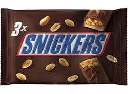 chocolate snickers snack 3 pack 50g