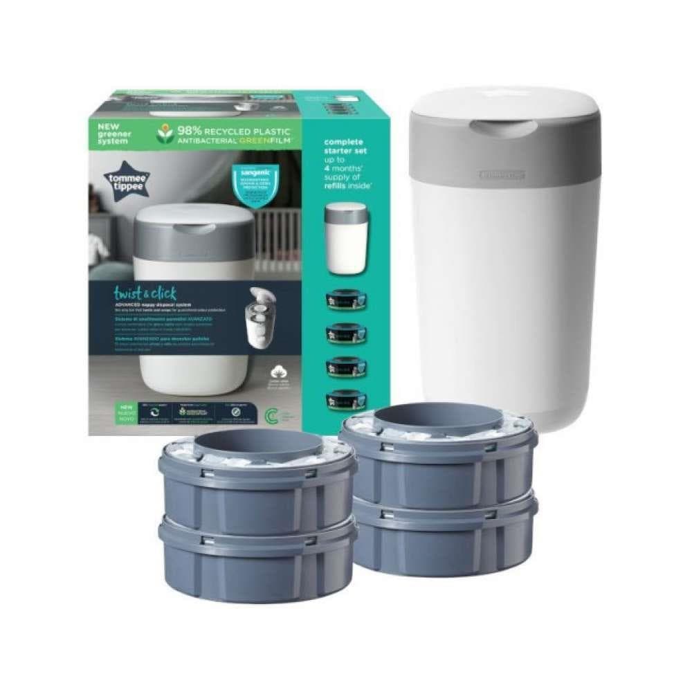Tommee Tippee Depósito para Fraldas Reciclado Sangenic Twist & Click Branco + 4 recargas