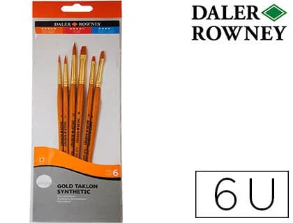 Daler Rowney Pincéis Simply Art Cabo Dourado Blister 6 Unidades