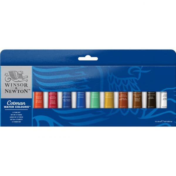 Winsor & Newton Conjunto de 12 Tubos de Pintura Aguarela Cotman