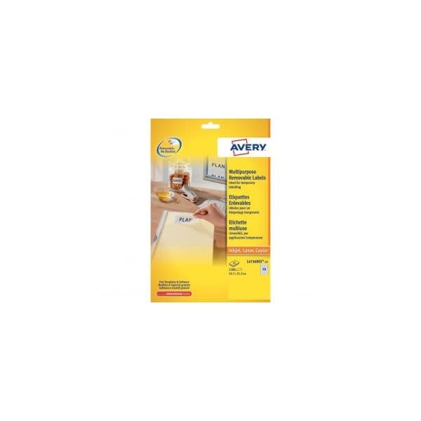 Avery Etiquetas Removíveis Caixa 25Fls 1200 Ud 45 7X21 2 - L4736REV-25