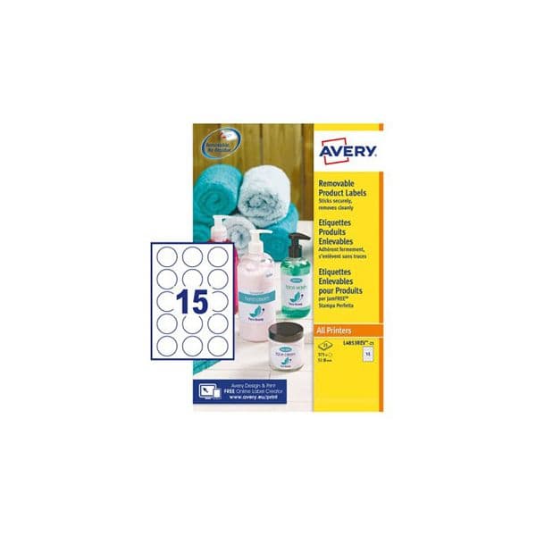 Avery Etiquetas Redondas Removíveis 51mm 25 Folhas 1200 Unidades