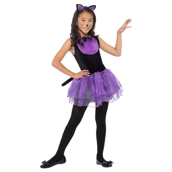 Smiffys Fato Gatinha Preto e Roxo 10-12 Anos