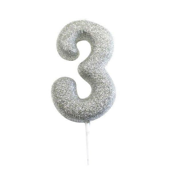 Anniversary House Vela Glitter nº 3 Prateado