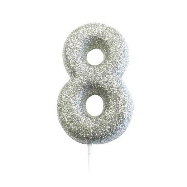 Anniversary House Vela Glitter nº 8 Prateado