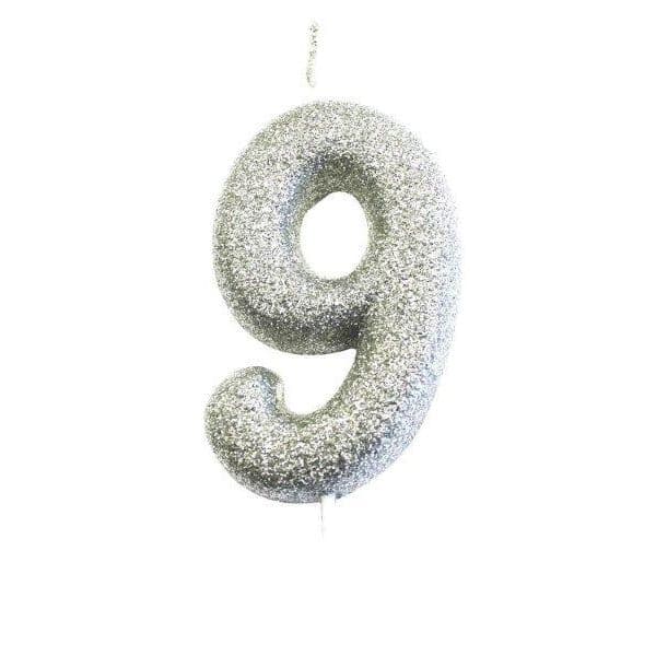 Anniversary House Vela Glitter nº 9 Prateado