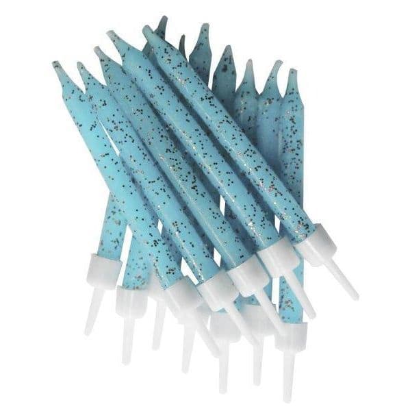 Anniversary House Pack 12 Velas com Suporte Glitter Azul Céu