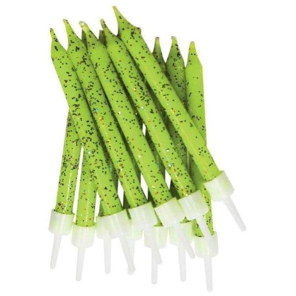 Anniversary House Pack 12 Velas com Suporte Glitter Verde Lima