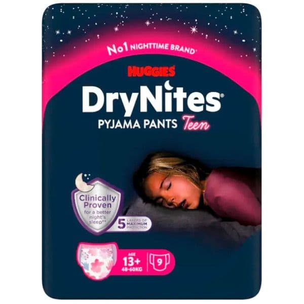 Fraldas Cueca Huggies DryNites Pyjama Pants Menina 13+ (48-60 kg) 11 Unidades