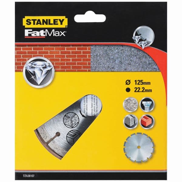 Stanley Disco Diamantado Segmentado 125 mm Corte a Seco para Betão Tijolo Ladrilho refª STA38107-XJ