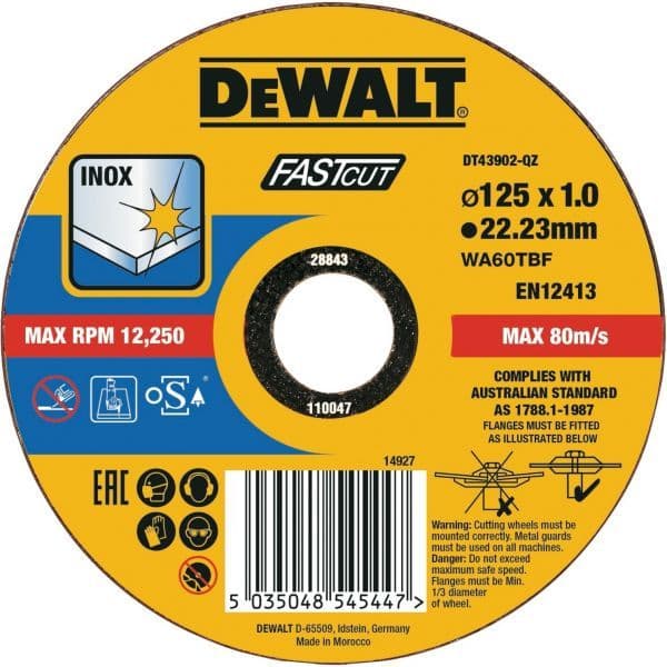 DeWALT Disco de Corte DT43902-QZ INOX Fast Cut 125x1x22.23mm