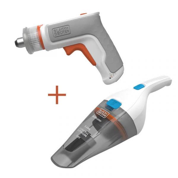 Black+Decker Kit Aparafusadora Hexdriver 3.6V e Aspirador de Mão 3.6V BCKNVCRTA01-QW