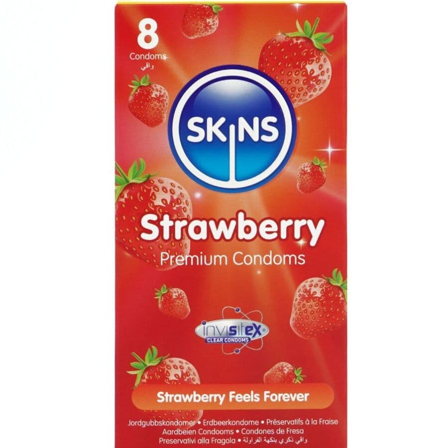 Skins Preservativos Morango Premium 8 Unidades