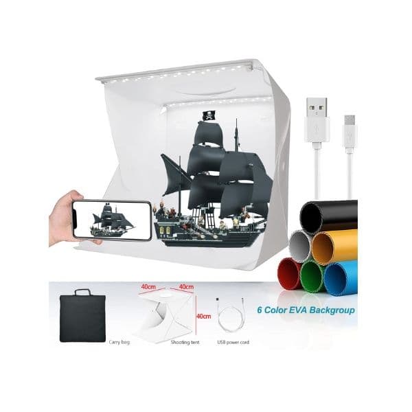 F+ Caixa Fotografia Produto Box 40x40 com Iluminação e 6 Fundos