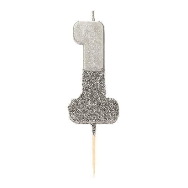Talking Tables Vela Hb Glitter Nº1 -prata - 170000296