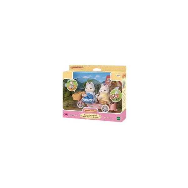 Sylvanian Families Irmãos Husky em Bicicleta Tándem