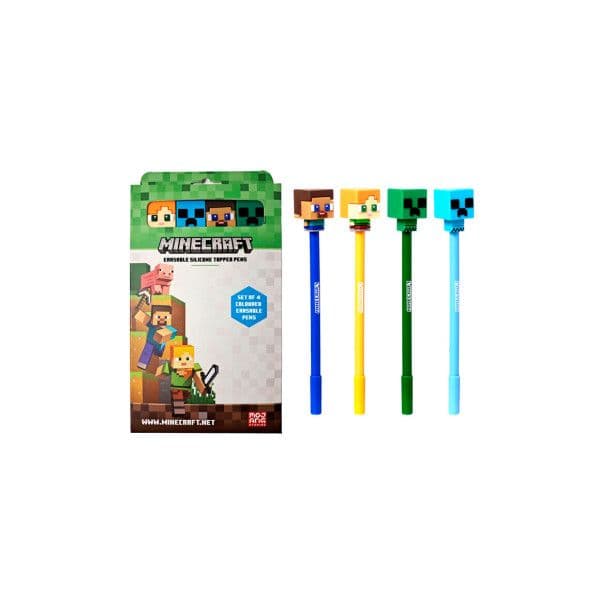 Puckator Conjunto Caneta Apagável Minecraft 4 Un.