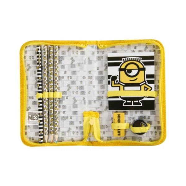 Estojo Escolar Minions c/ Fecho 4 Peças