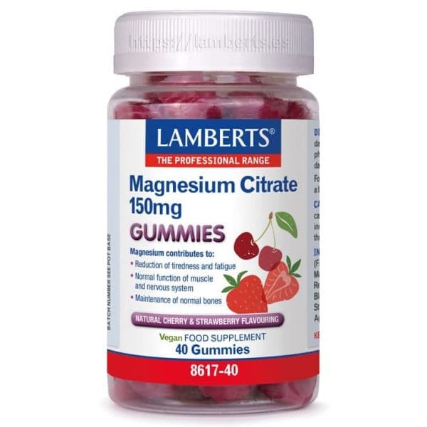 Lamberts Magnésio Citrato Morango Cereja 40 Gomas