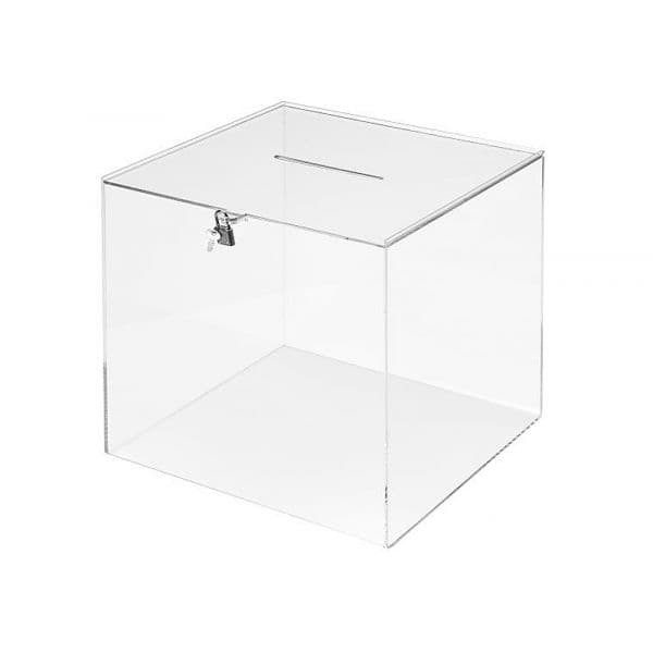 Urna Eleitoral Quadrada Archivo 2000 em Metacrilato 3mm com Chave 440x310x315mm