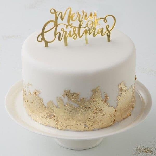 Ginger Ray Topo de Bolo "Merry Christmas" Dourado - 3361182