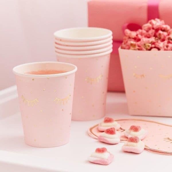 Ginger Ray 8 Copos Rosa Sleepy Eyes - 3363406