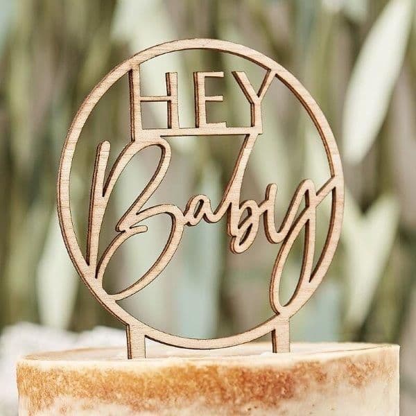 Ginger Ray Topo de Bolo em Madeira "Hey Baby - 3361206