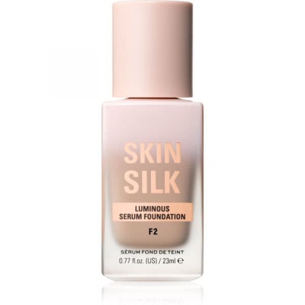 Makeup Revolution Skin Silk Sérum Foundation Maquilhagem Leve com Efeito Brilhante Tom F2 23 ml