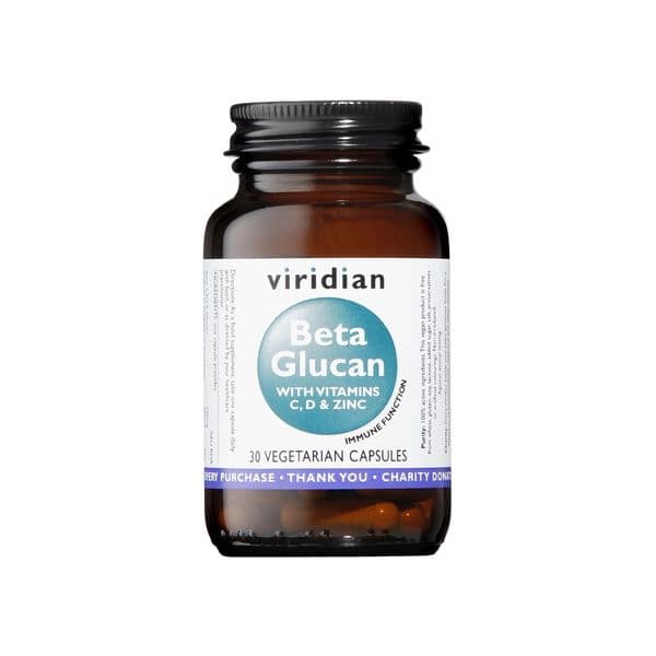 Viridian Beta Glucan 250 Mg (mais Vitamina C, D3 e Zinco) 30 Cápsulas Vegetais