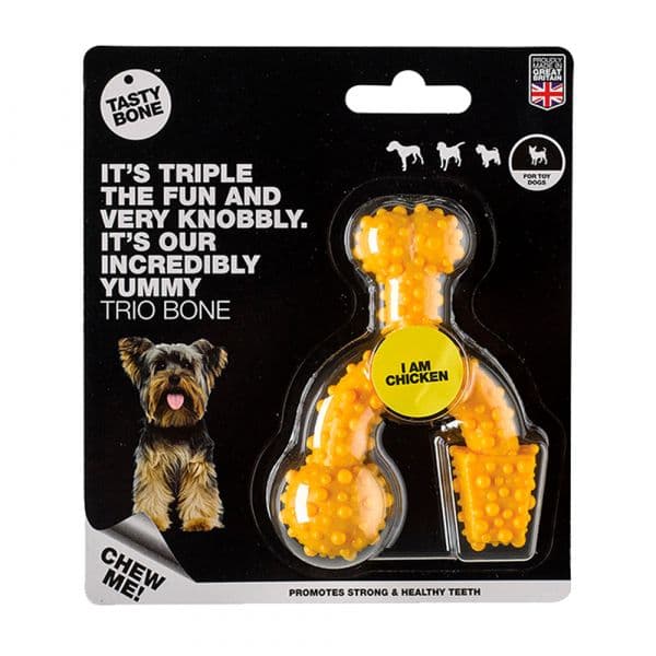 Tasty Bone Brinquedo Cão Trio Bone Toy I Am Chicken