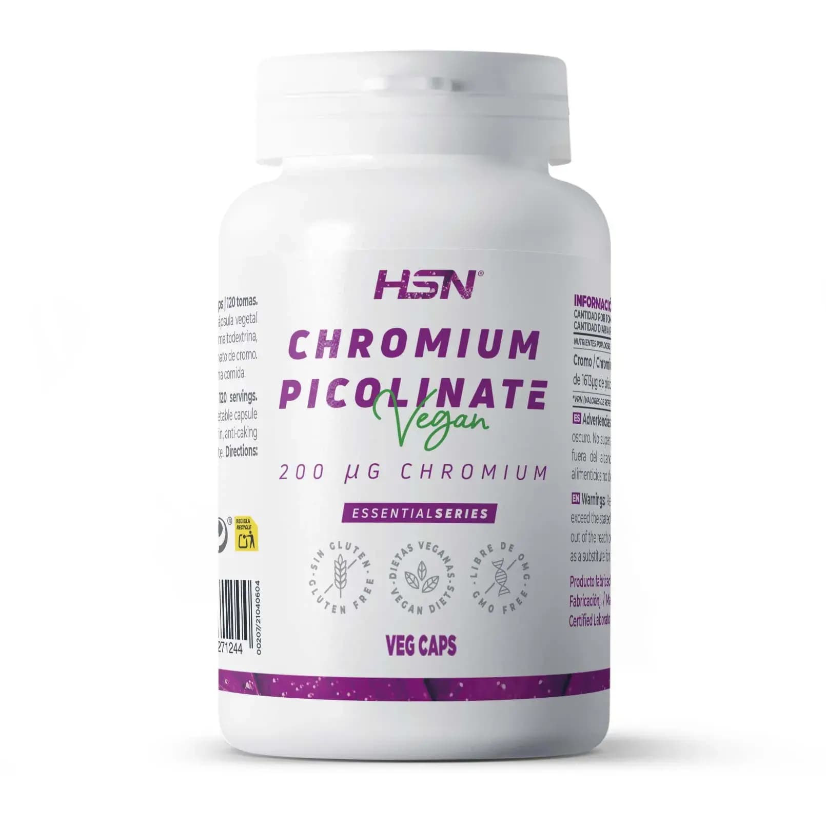 HSN Crómio Picolinato 200mg 240 Cápsulas Vegetais