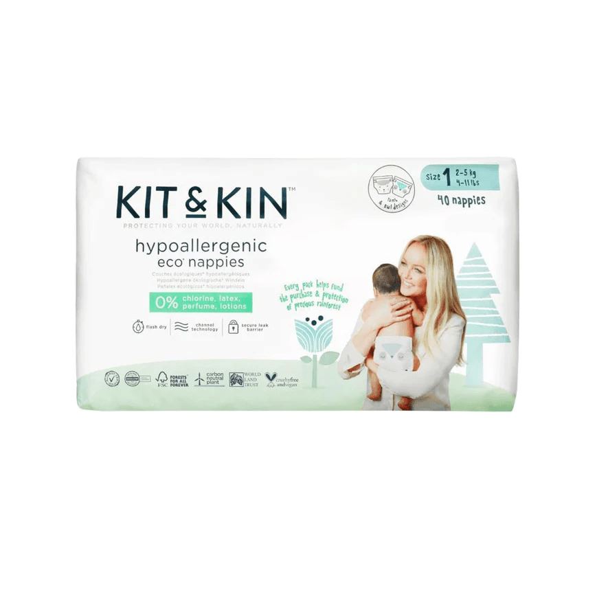 Fraldas Ecológicas Kit & Kin Hipoalergénicas T1 2-5kg 38 Unidades