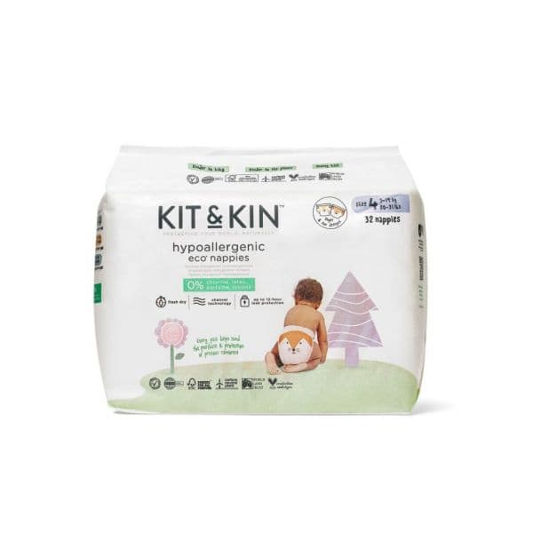Fraldas Ecológicas Kit & Kin Hipoalergénicas T4 9-14kg 32 Unidades