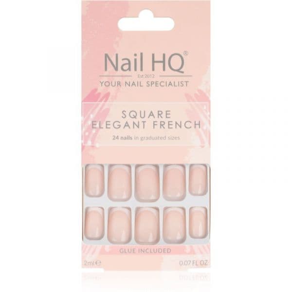 Nail Hq Square Unhas Artificiais Elegant French 24 Un.