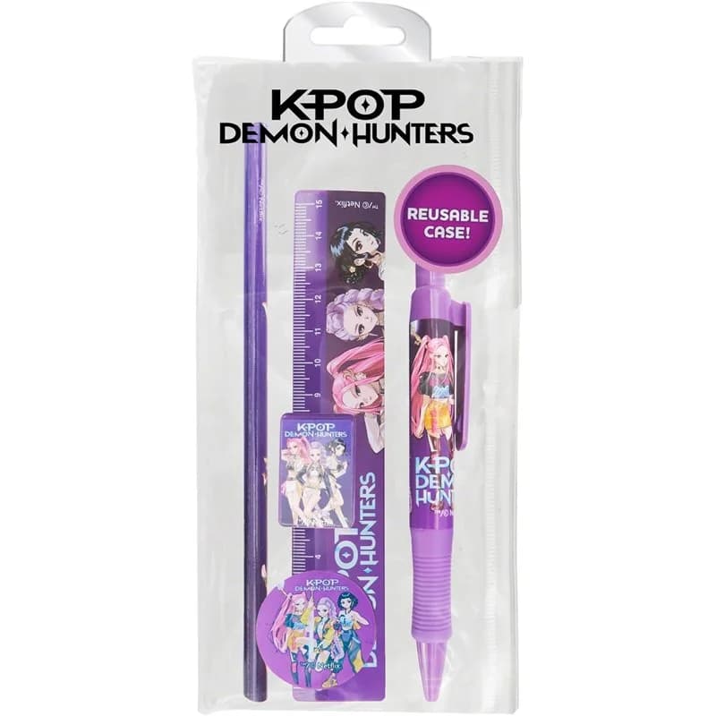Estojo de Papelaria K-Pop Demon Hunters (5 Peças)