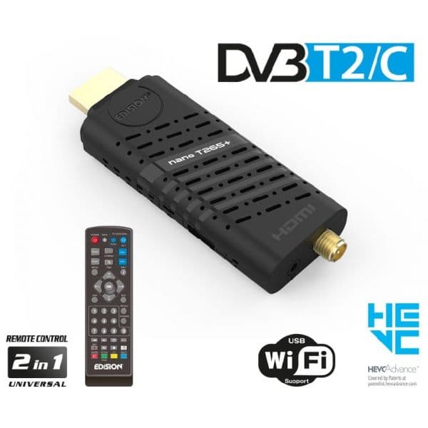 Edision Mini Receptor T/ Pen Full Hd Dvb-t2/c (cabo + Tdt) H265 Hevc