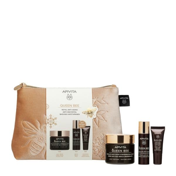 Apivita Queen Bee Absolute Royal Anti-Aging Light Creme Regenerador Anti-Idade 50ml + Bee Sérum 10ml + Eye Cream 5ml Coffret