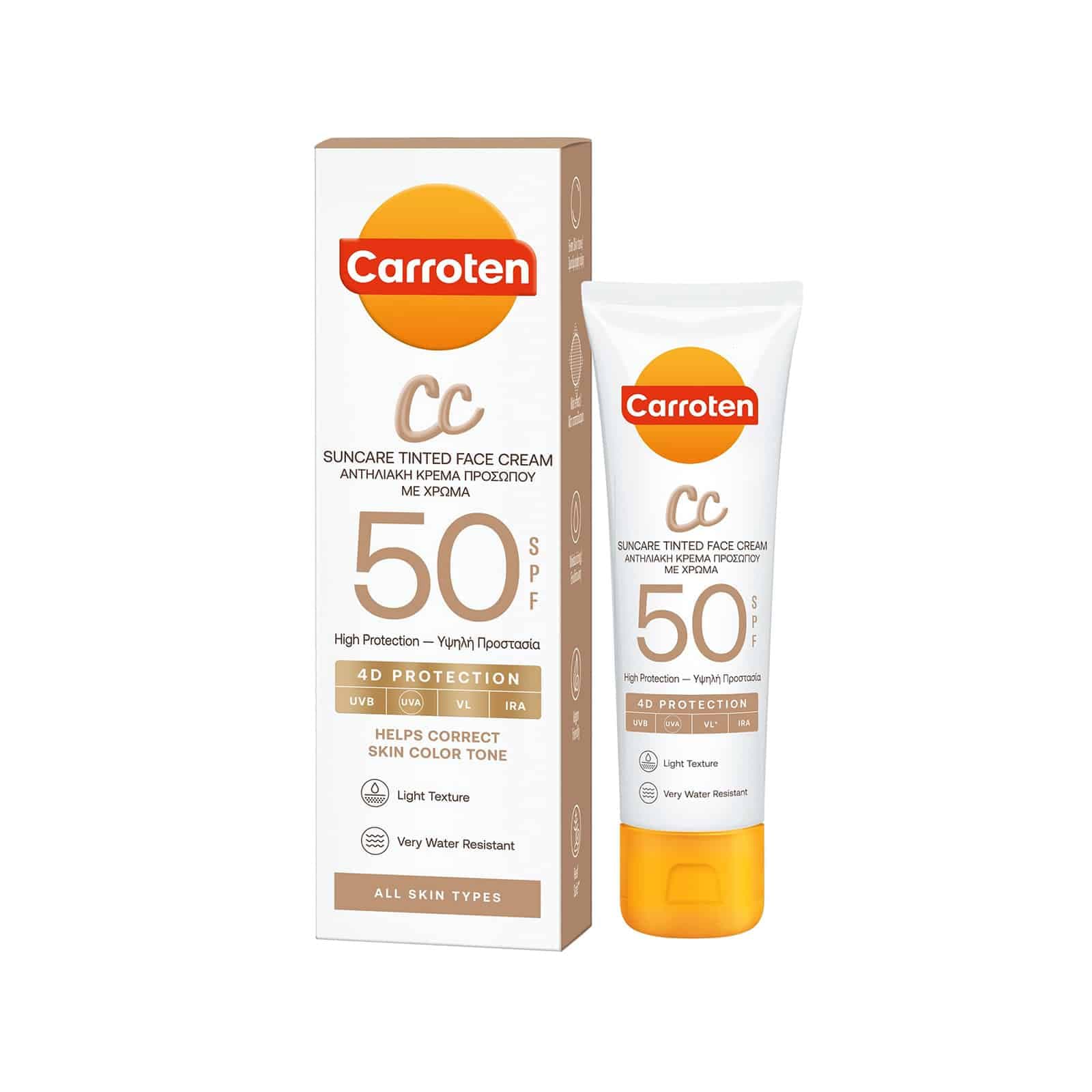 Protetor Solar Carroten CC Suncare Tinted Face Cream 4D SPF50 50ml