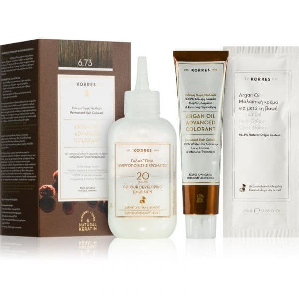 Korres Argan Oil Cor para Cabelo Permanente com Óleo de Argan Tom 6.73 Golden Cocoa 50ml