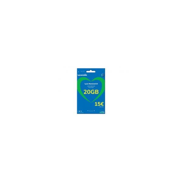 Lycamobile Cartão SIM Nacional M 1000min + 20GB