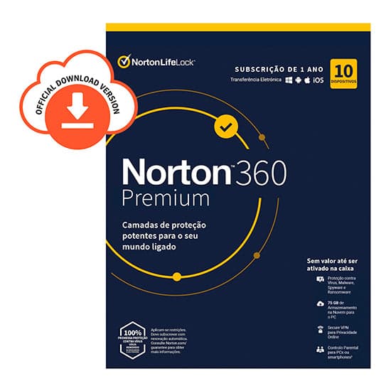 Norton 360 Premium 75GB (1 User / 10 Device / 1 Ano)