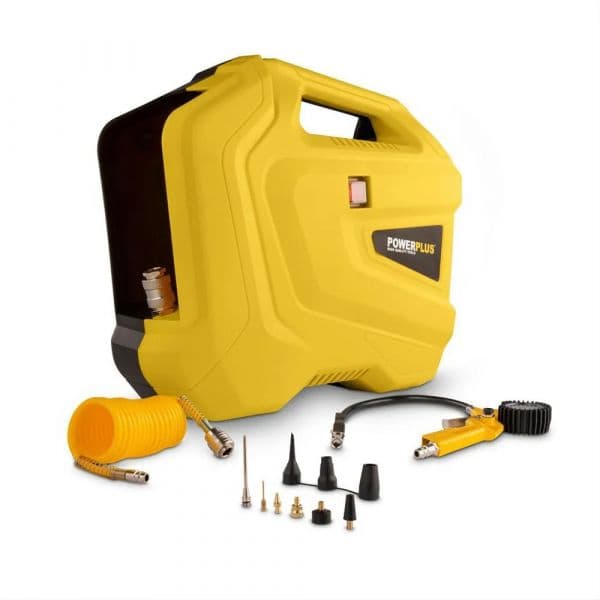 PowerPlus Compressor de Ar POWX1706 1100W, 11 Peças, Isento de Óleo