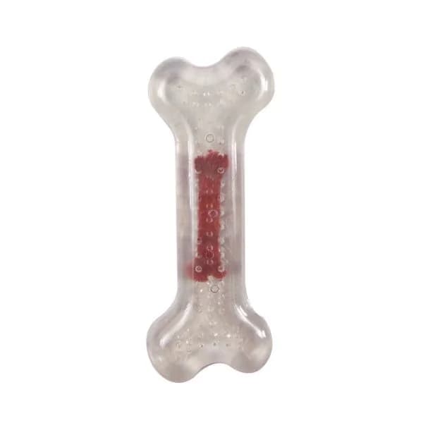 Flamingo Brinquedo Cão Osso Mordedor Transparente Vitela 12cm